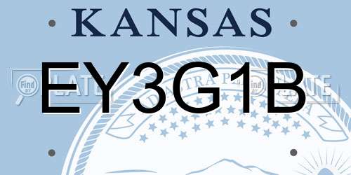 EY3G1B Kansas License Plate