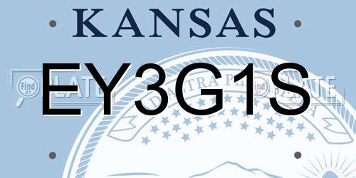 EY3G1S Kansas License Plate