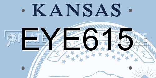 EYE615 Kansas License Plate
