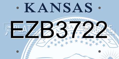 EZB3722 Kansas License Plate