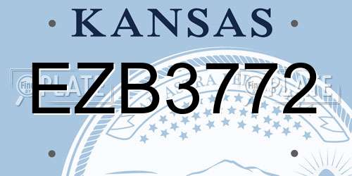 EZB3772 Kansas License Plate