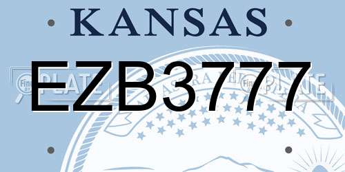 EZB3777 Kansas License Plate