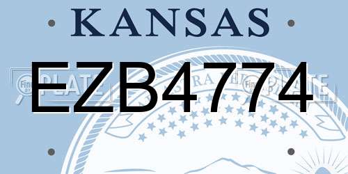 EZB4774 Kansas License Plate
