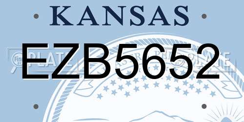EZB5652 Kansas License Plate
