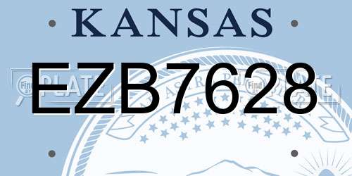 EZB7628 Kansas License Plate