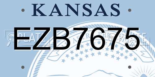 EZB7675 Kansas License Plate