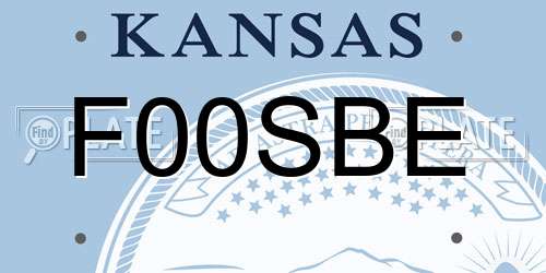 F00SBE Kansas License Plate