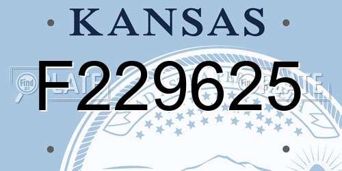 F229625 Kansas License Plate