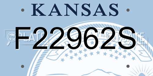 F22962S Kansas License Plate