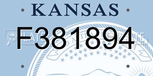F381894 Kansas License Plate