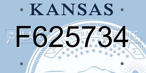 F625734 Kansas License Plate