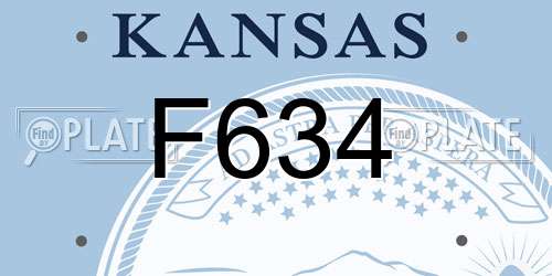 F634 Kansas License Plate