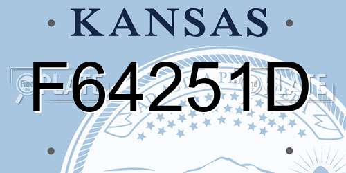 F64251D Kansas License Plate