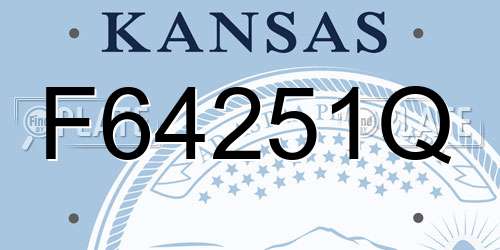 F64251Q Kansas License Plate
