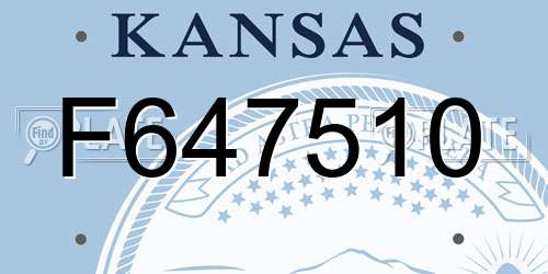 F647510 Kansas License Plate