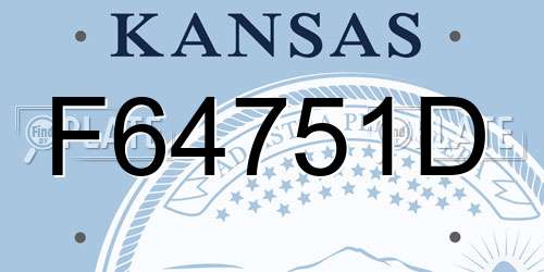 F64751D Kansas License Plate