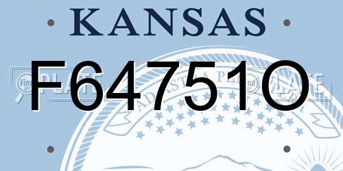 F64751O Kansas License Plate