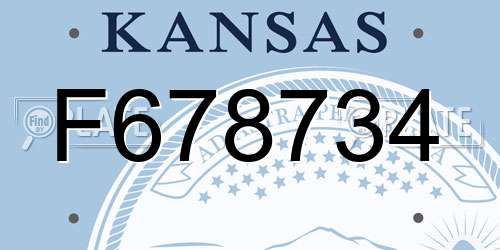F678734 Kansas License Plate