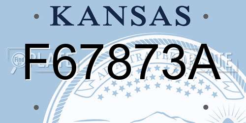 F67873A Kansas License Plate
