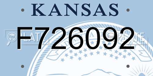 F726092 Kansas License Plate