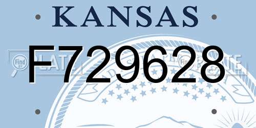 F729628 Kansas License Plate