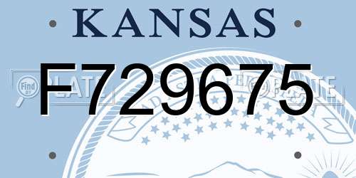 F729675 Kansas License Plate