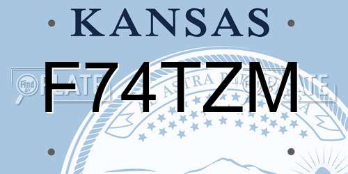 F74TZM Kansas License Plate