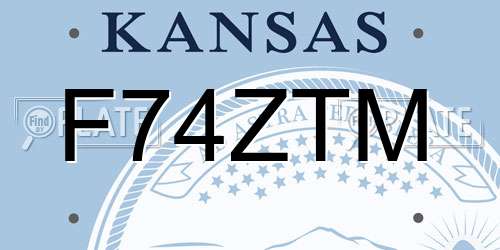 F74ZTM Kansas License Plate
