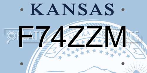 F74ZZM Kansas License Plate