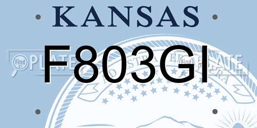 F803GI Kansas License Plate