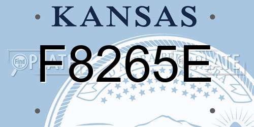 F8265E Kansas License Plate