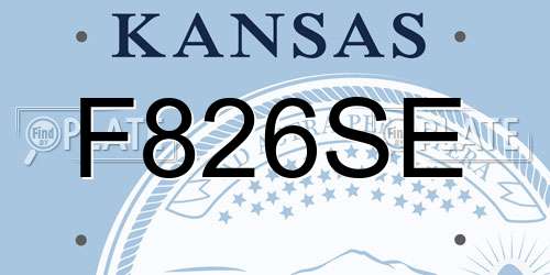 F826SE Kansas License Plate