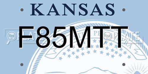 F85MTT Kansas License Plate
