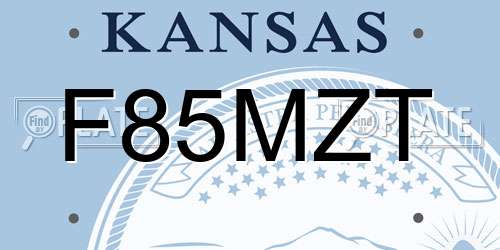 F85MZT Kansas License Plate