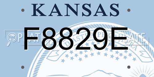 F8829E Kansas License Plate