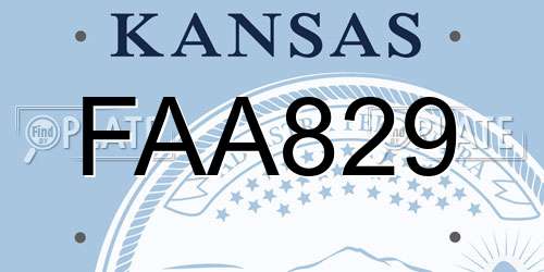 FAA829 Kansas License Plate