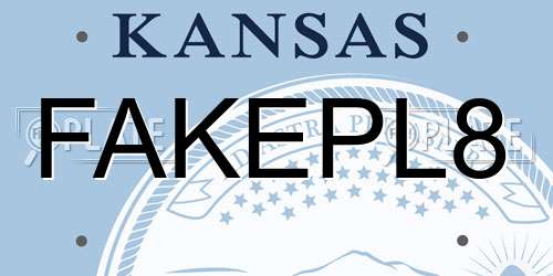 FAKEPL8 Kansas License Plate