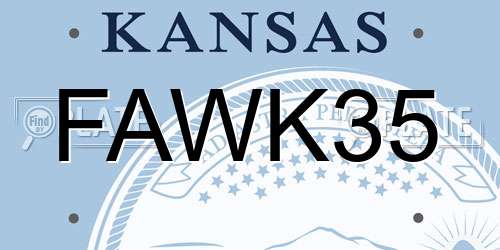 FAWK35 Kansas License Plate