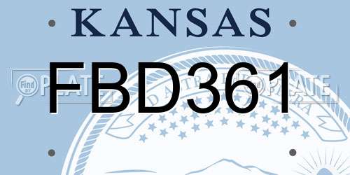 FBD361 Kansas License Plate