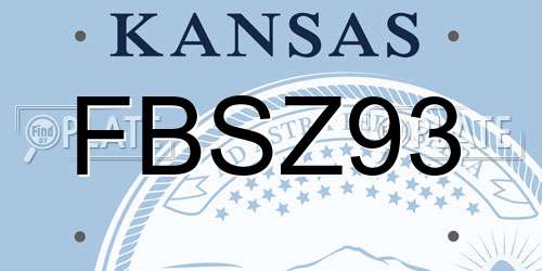 FBSZ93 Kansas License Plate