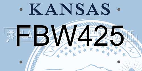 FBW425 Kansas License Plate