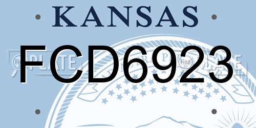 FCD6923 Kansas License Plate