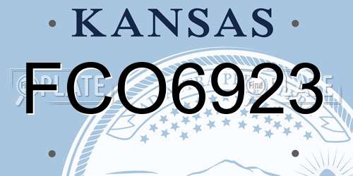 FCO6923 Kansas License Plate