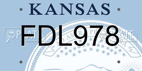 FDL978 Kansas License Plate