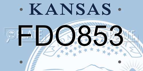 FDO853 Kansas License Plate