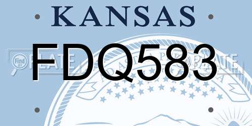 FDQ583 Kansas License Plate