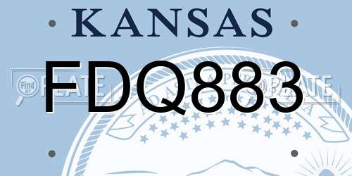FDQ883 Kansas License Plate