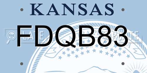 FDQB83 Kansas License Plate