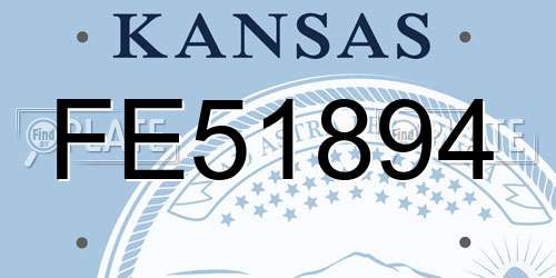 FE51894 Kansas License Plate