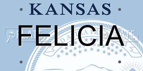 FELICIA Kansas License Plate